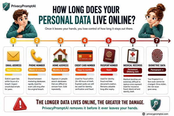 How long does your personal data live online, seven data types with persistence timelines